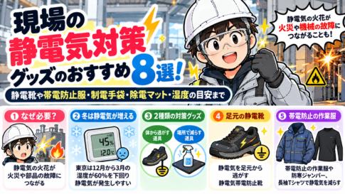 静電気対策グッズのおすすめ8選！現場で使う静電靴や帯電防止服と冬の湿度の目安