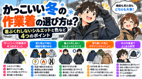かっこいい冬の作業着の選び方は？着ぶくれしないシルエットと色など4つのポイント