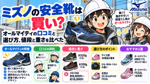 ミズノの安全靴は買い？オールマイティの口コミと選び方、値段と重さを比べた
