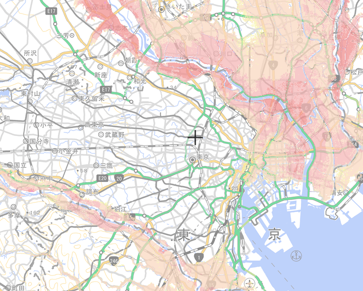 東京の洪水ハザードマップ