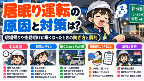 居眠り運転の原因と対策は？現場帰りや夜勤明けに眠くなったときの防ぎ方と罰則