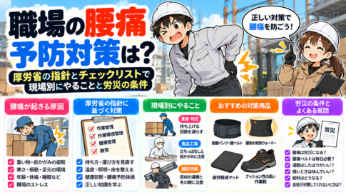 職場の腰痛予防対策は？厚労省の指針とチェックリストで現場別にやることと労災の条件