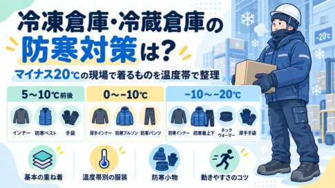 冷凍倉庫・冷蔵倉庫の防寒対策は？マイナス20℃の現場で着るものを温度帯で整理