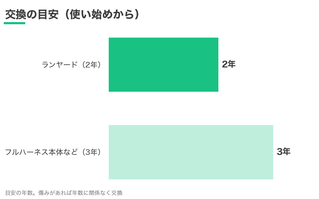 フルハーネスとランヤードの交換の目安の年数