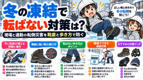 冬の凍結で転ばない対策は？現場と通勤の転倒災害を靴底と歩き方で防ぐ