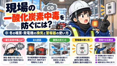 現場の一酸化炭素中毒を防ぐには？冬の暖房や発電機の換気と警報器の使い方