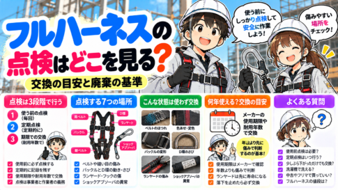 フルハーネスの点検はどこを見る？交換の目安と廃棄の基準